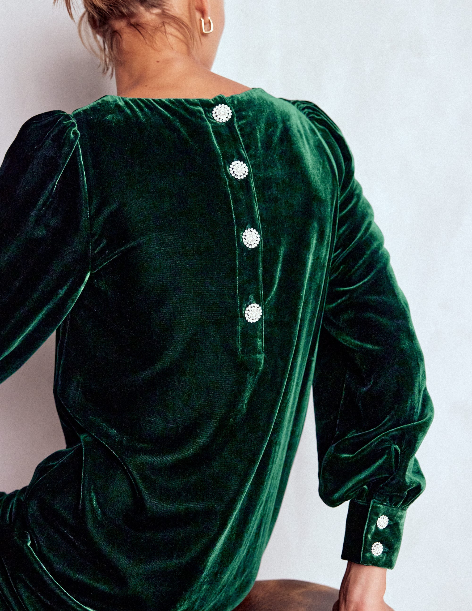 Estella Velvet Shift Dress-Emerald Night - Image 2