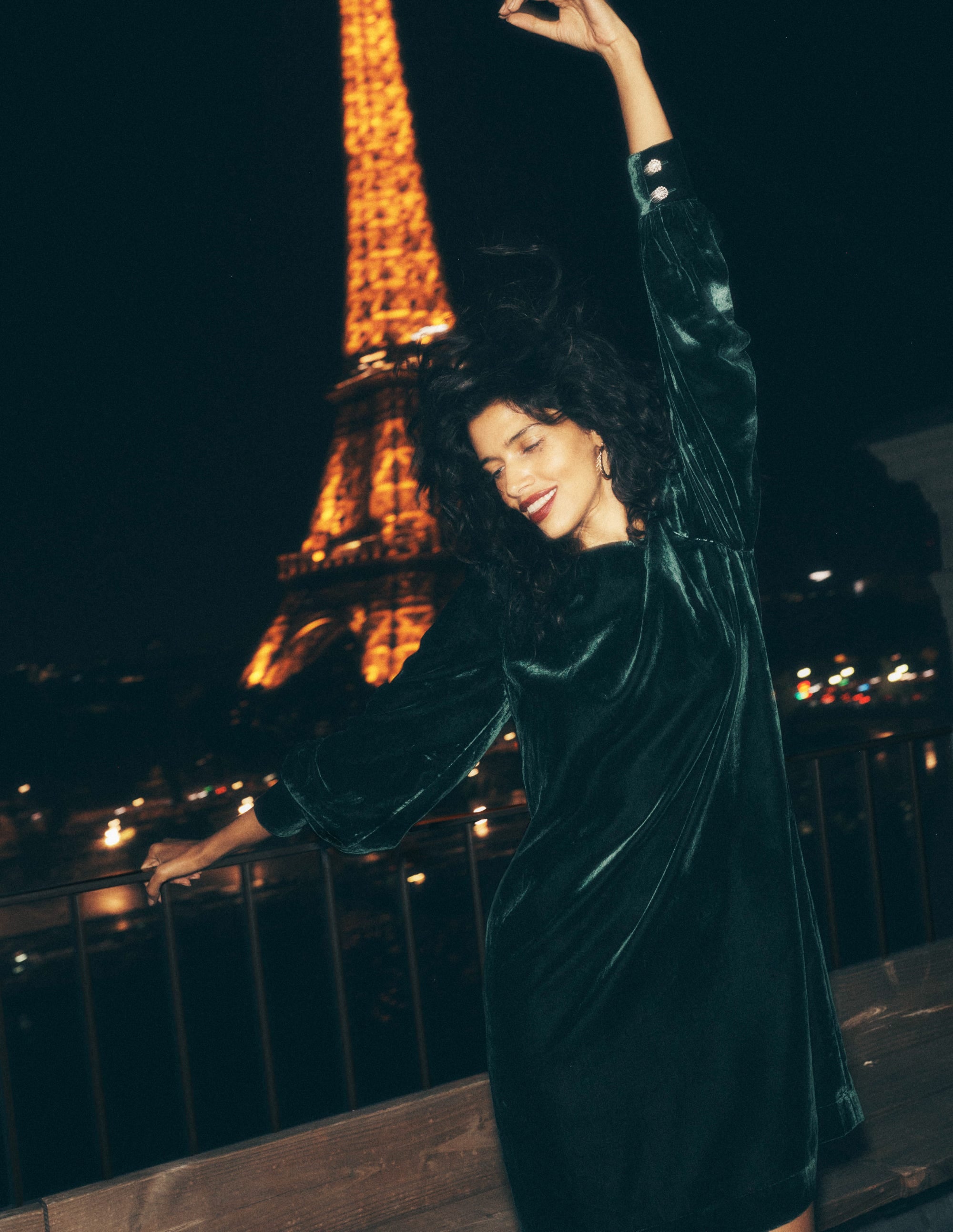 Estella Velvet Shift Dress-Emerald Night - Image 6