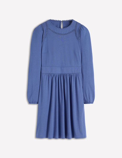 Mila Short Jersey Dress-Denim Blue-6