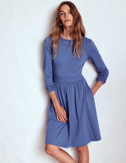 Mila Short Jersey Dress-Denim Blue-4