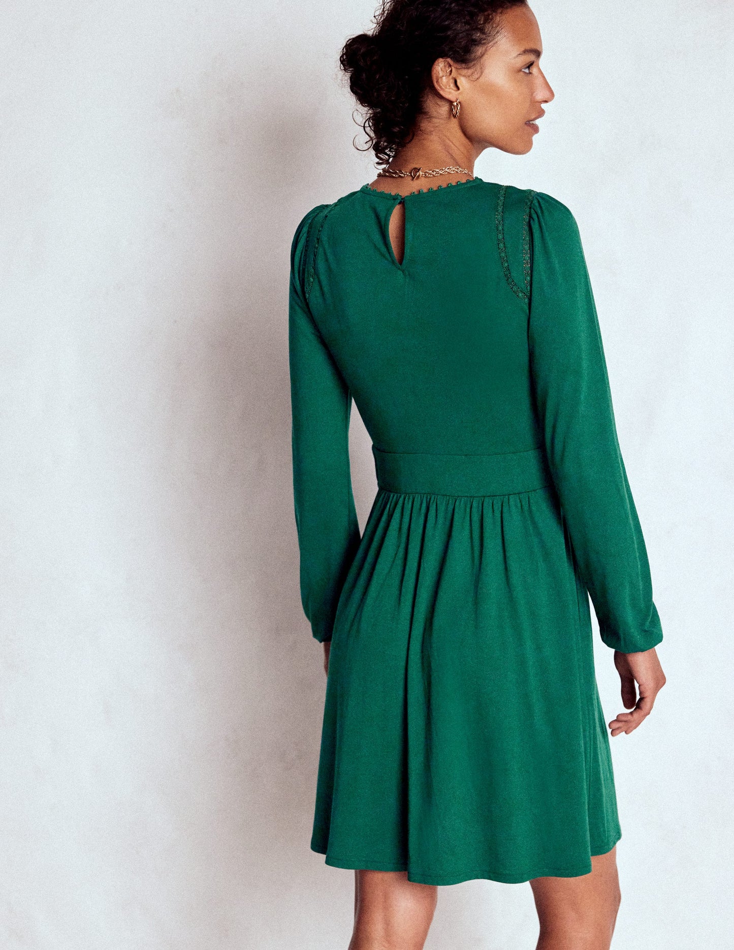 Mila Short Jersey Dress-Emerald Night