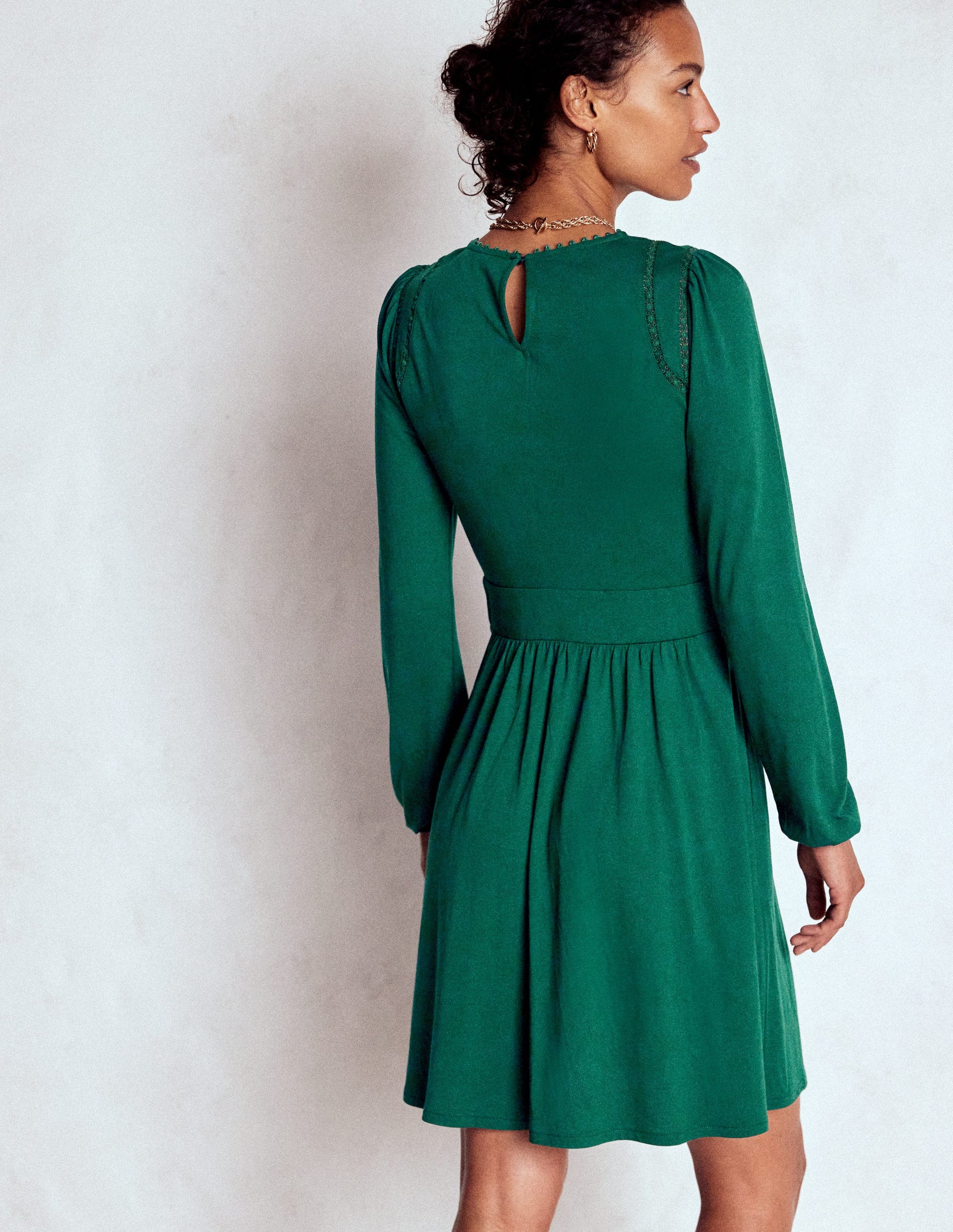 Mila Short Jersey Dress-Emerald Night-4
