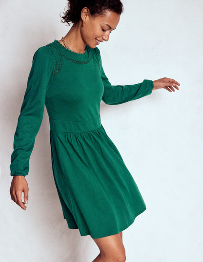Mila Short Jersey Dress-Emerald Night-1