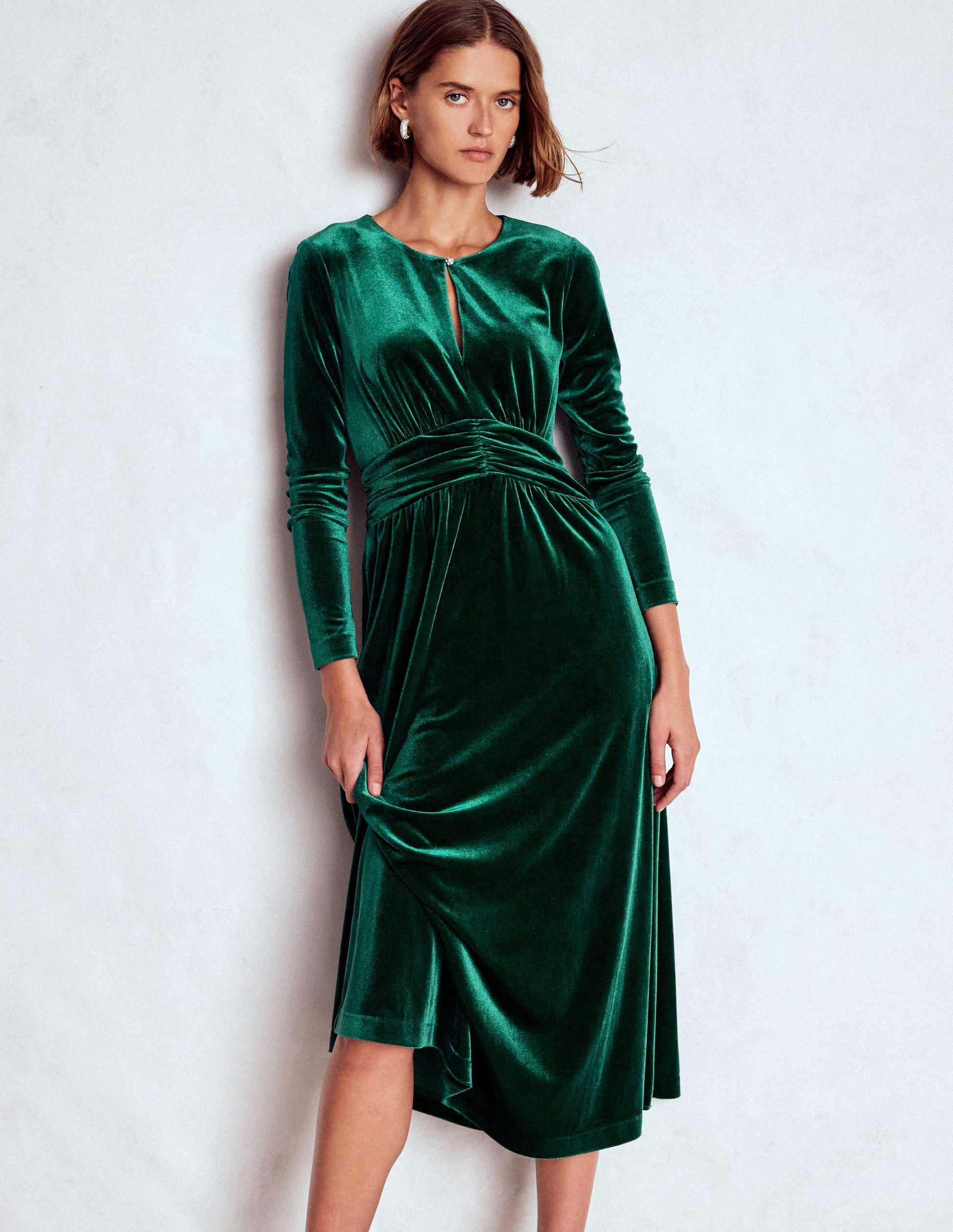 Tilda Velvet Midi Dress-Botanical Garden-4
