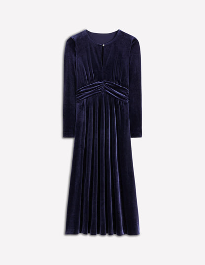 Tilda Velvet Midi Dress-Navy-7