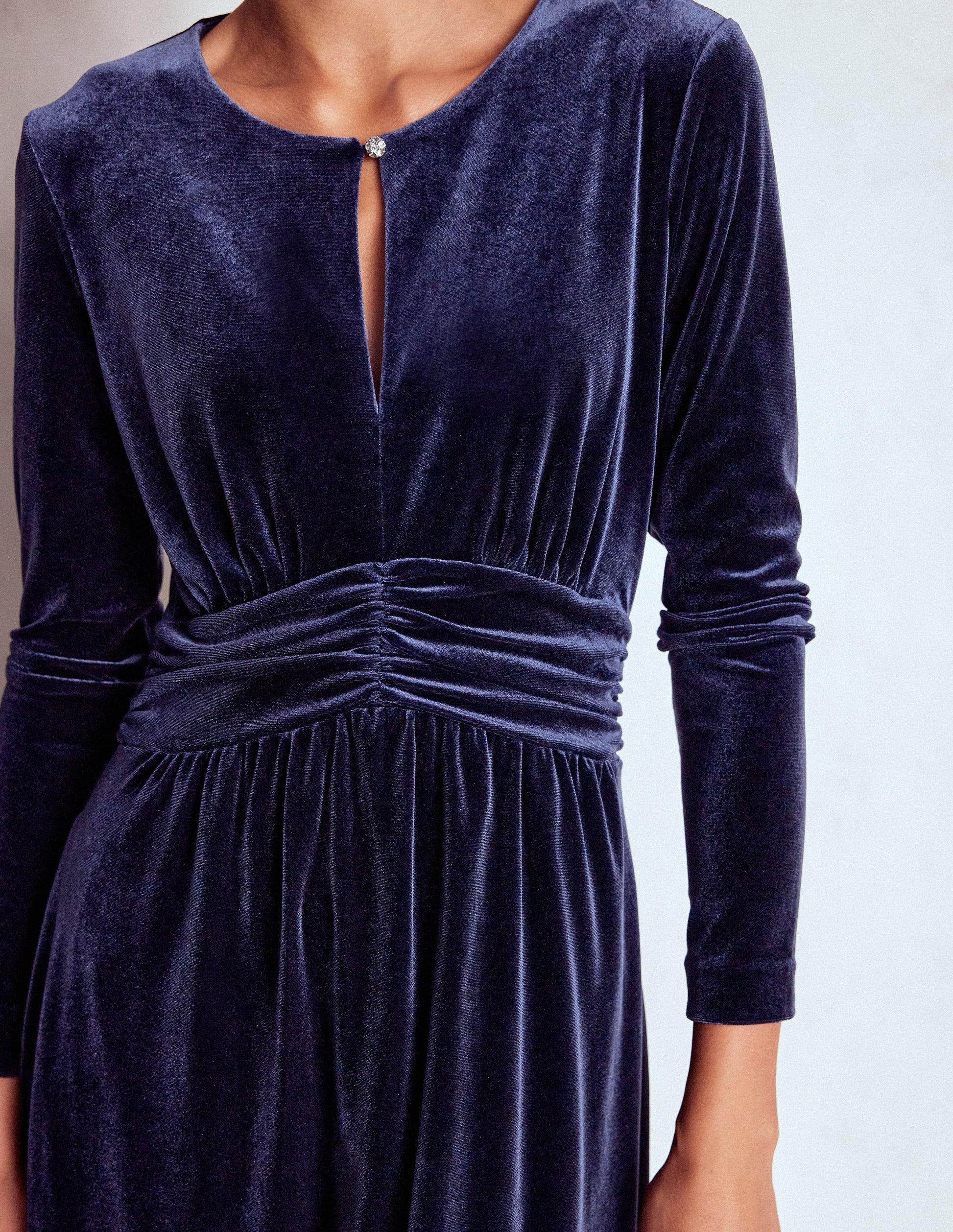 Tilda Velvet Midi Dress-Navy-2