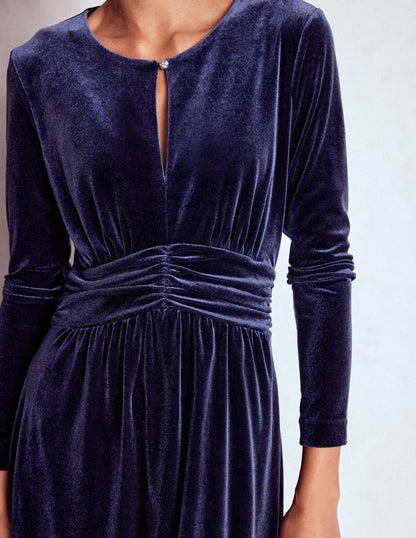 Tilda Velvet Midi Dress-Navy-2