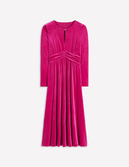 Tilda Velvet Midi Dress-Vibrant Pink-7