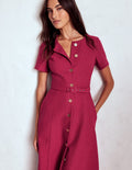 Charlotte Cotton Midi Dress-Bright Cherry