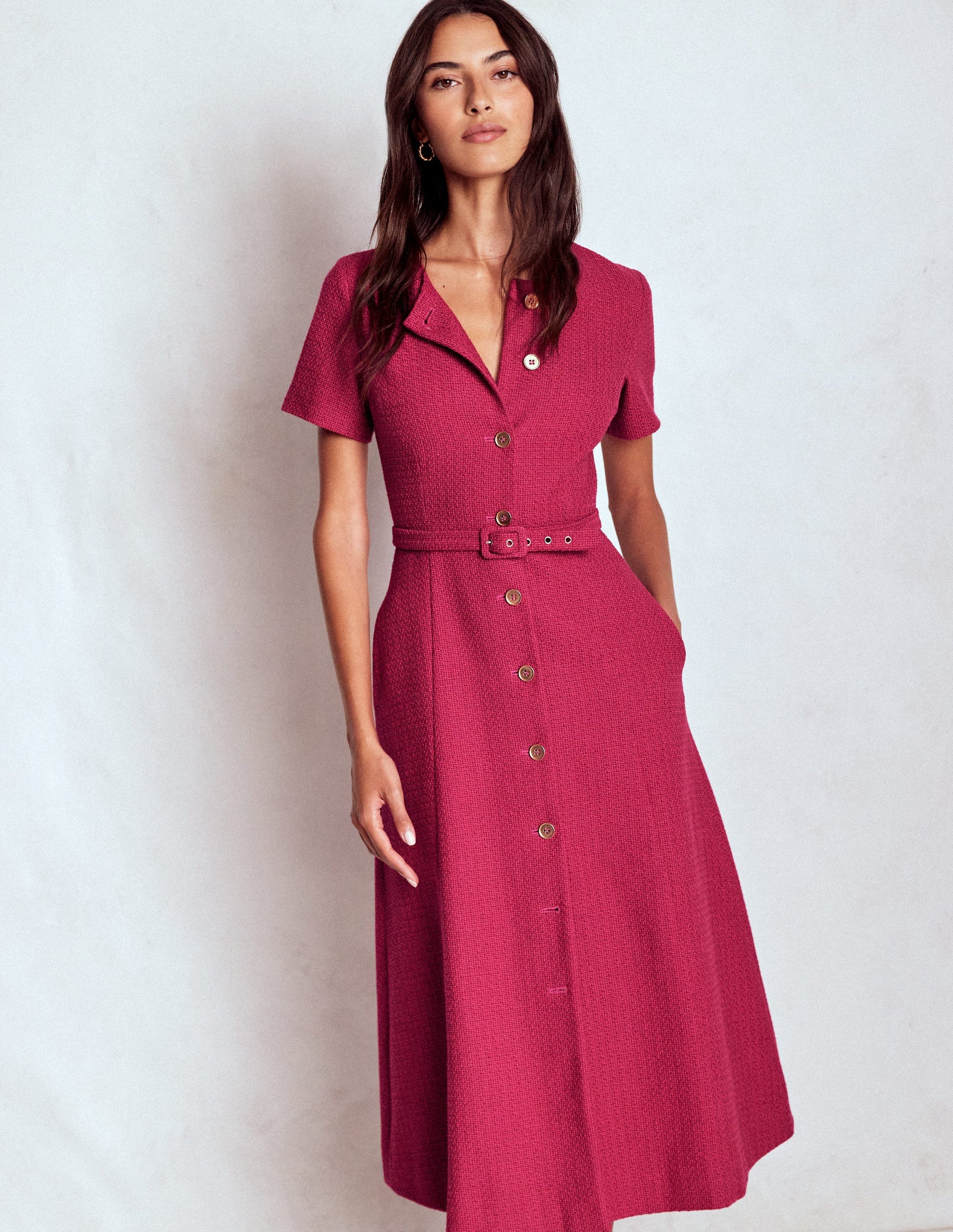 Charlotte Cotton Midi Dress-Bright Cherry-5