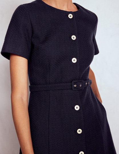 Charlotte Cotton Midi Dress-Navy-2