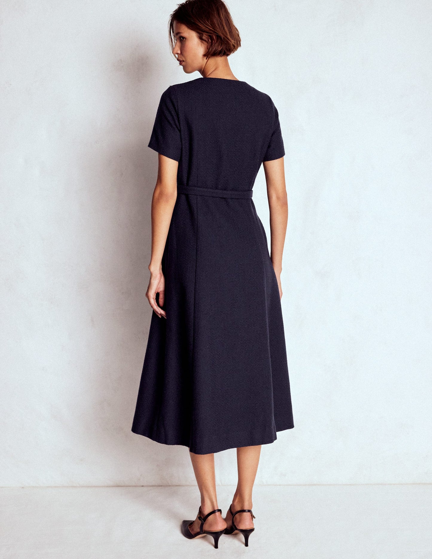 Charlotte Cotton Midi Dress-Navy