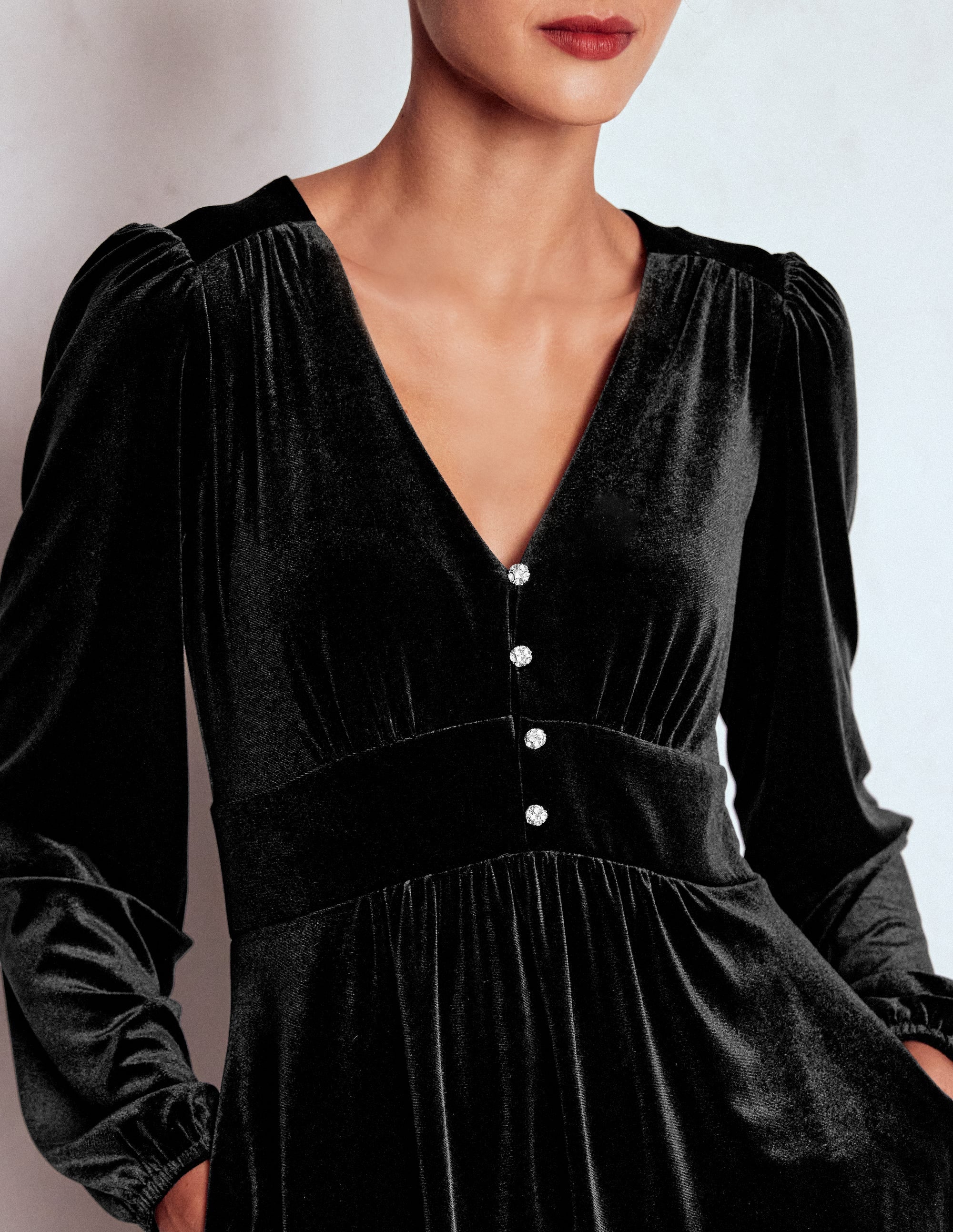 Jocelyn Short Velvet Dress-Black - Image 2