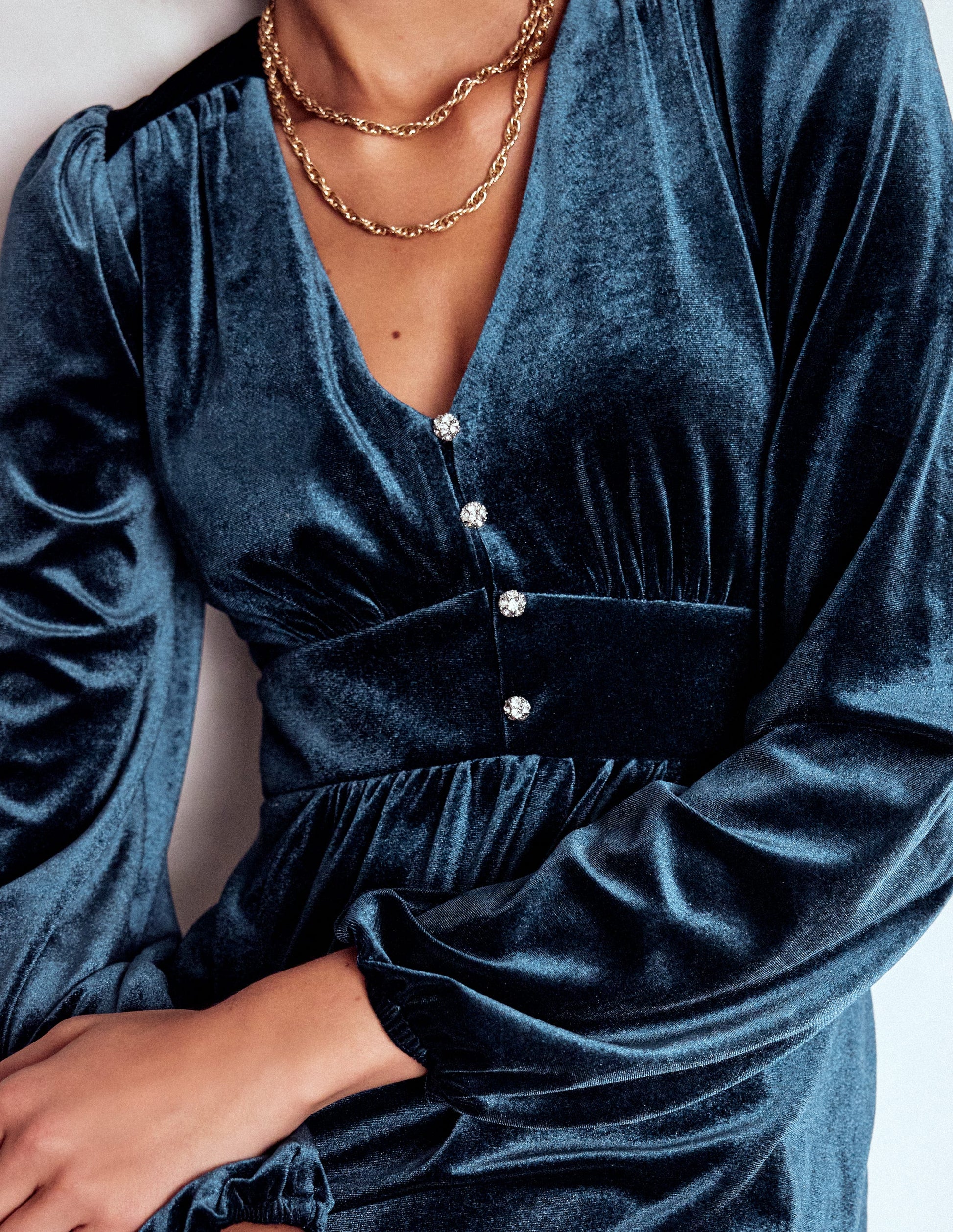Jocelyn Short Velvet Dress-Midnight Ocean Jocelyn Short Velvet Dress-Midnight Ocean