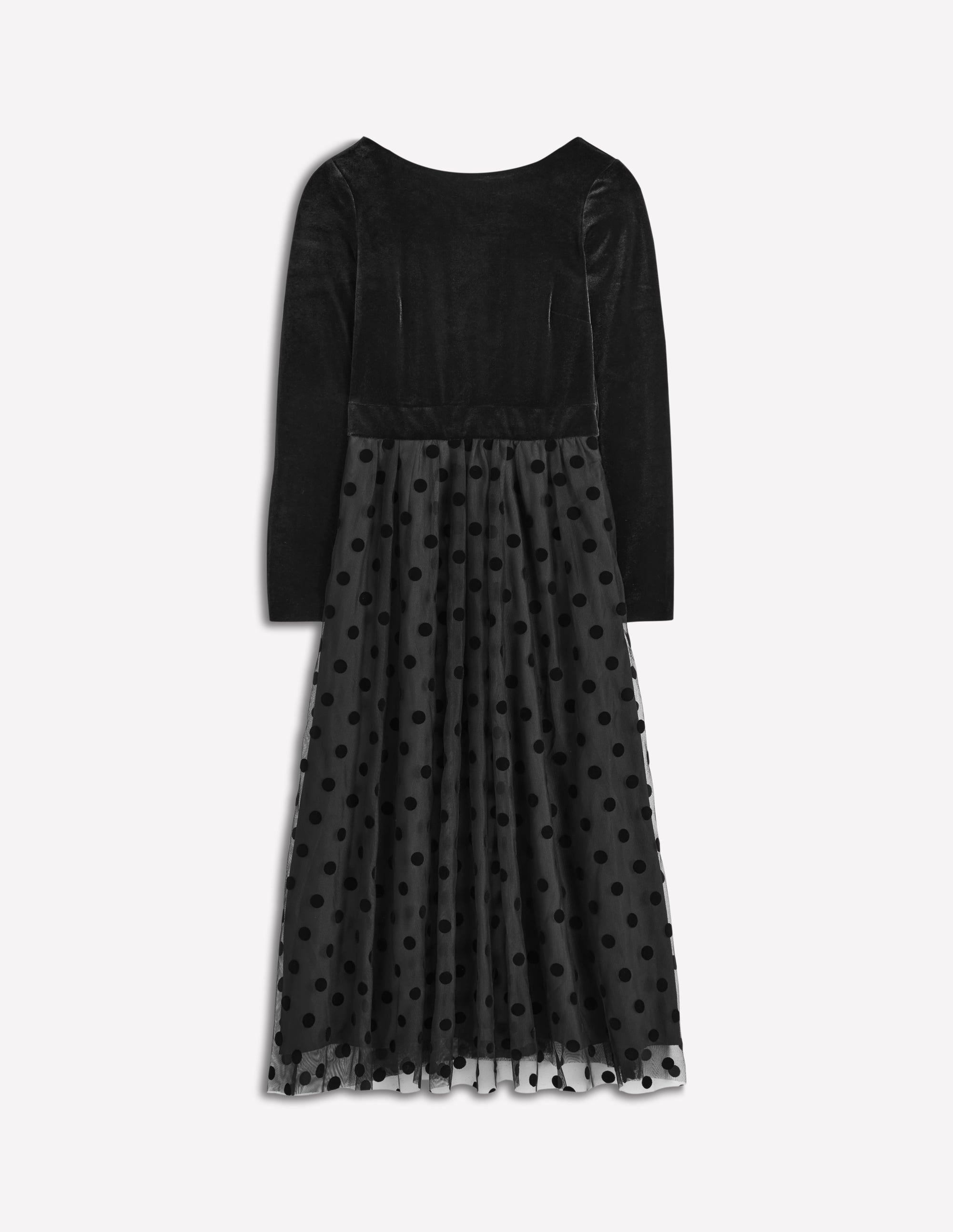 Velvet Bodice Jersey Dress-Black - Image 7