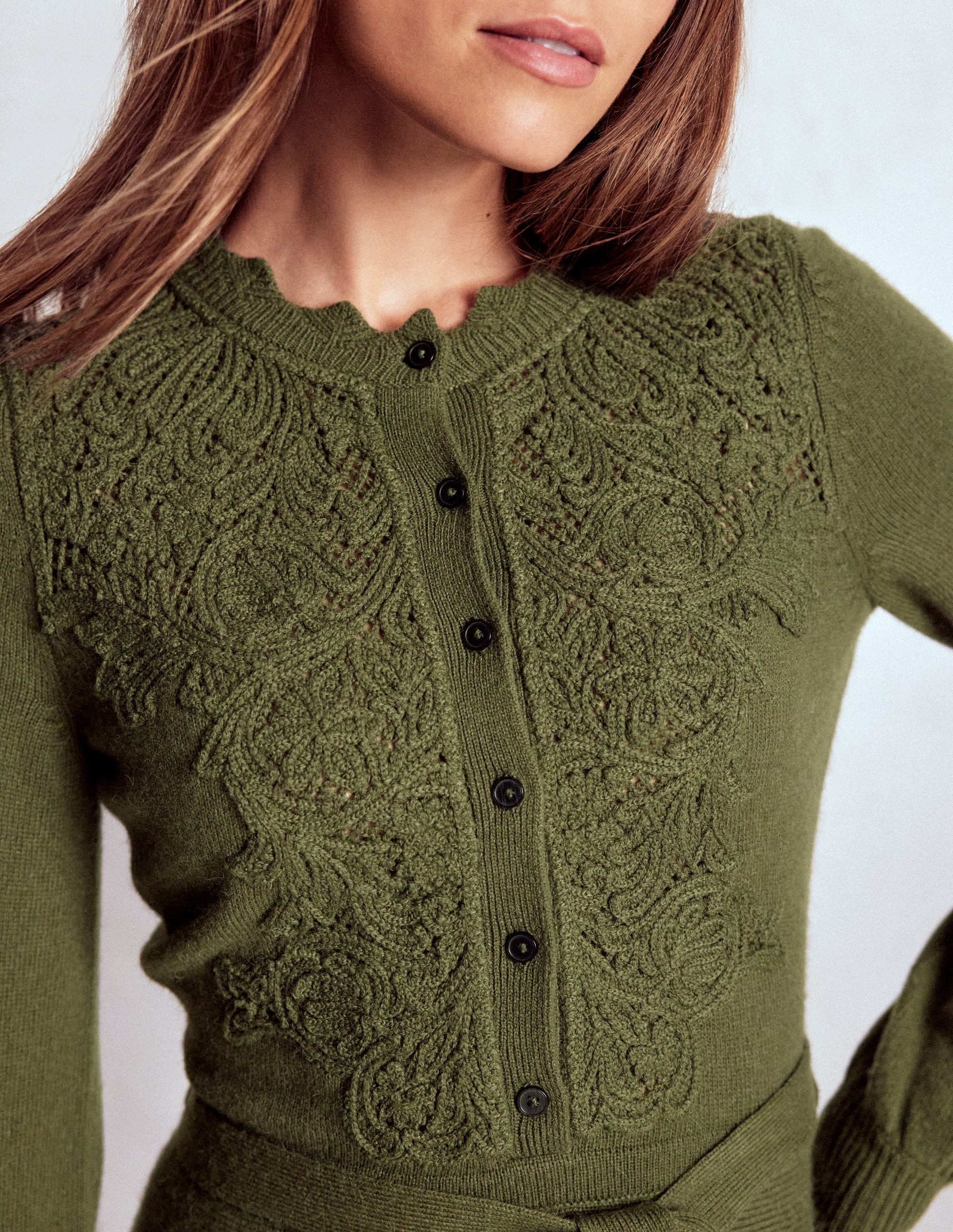 Lace Insert Knitted Midi Dress-Forest Glade - Image 2