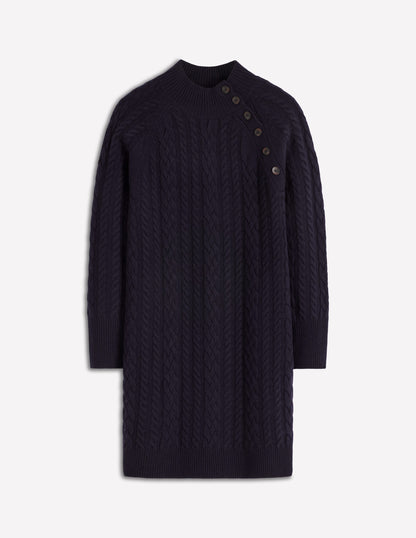 Amara Short Cable Dress-Navy-5