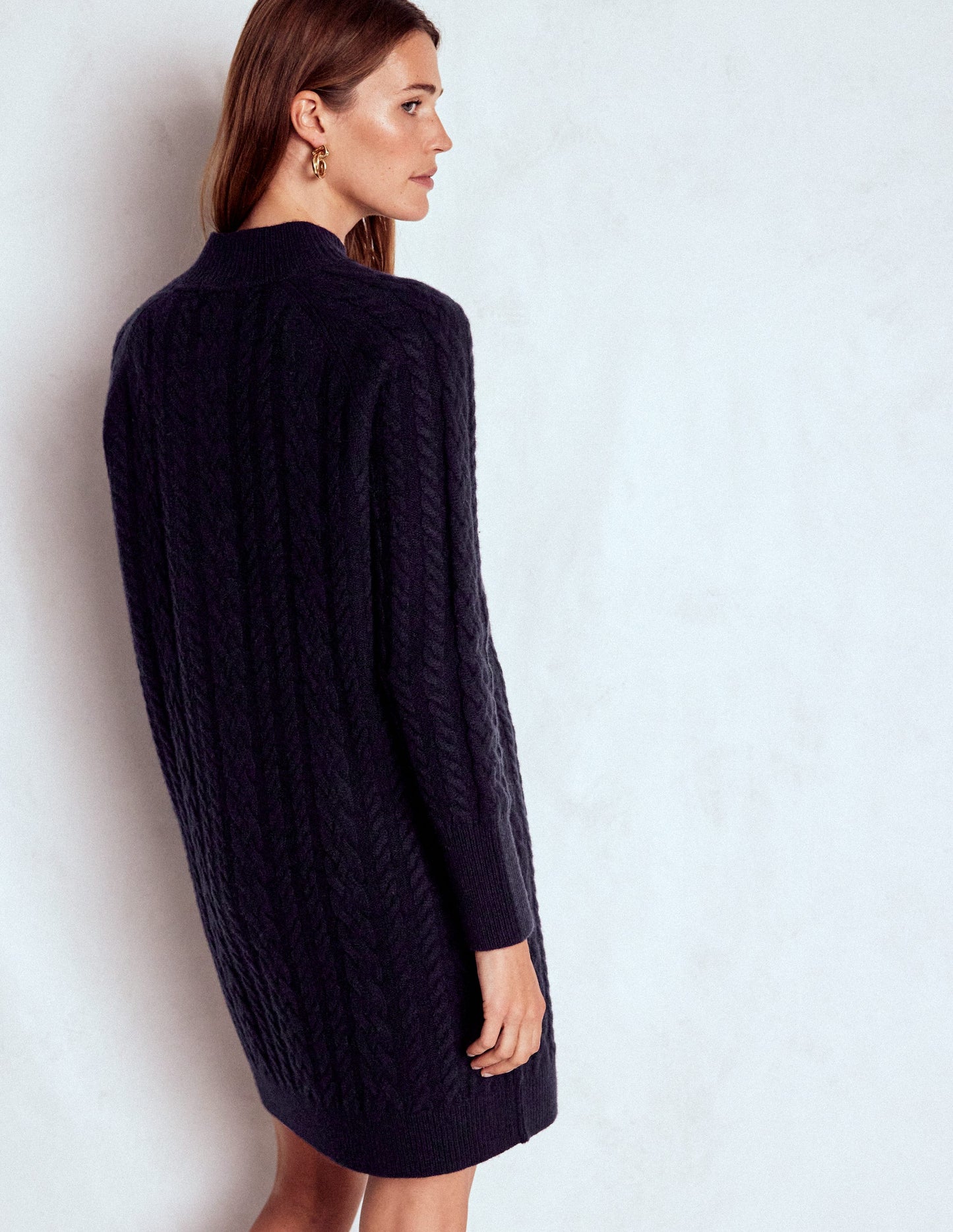 Amara Short Cable Dress-Navy