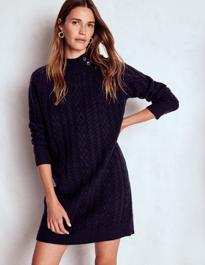 Amara Short Cable Dress-Navy-4