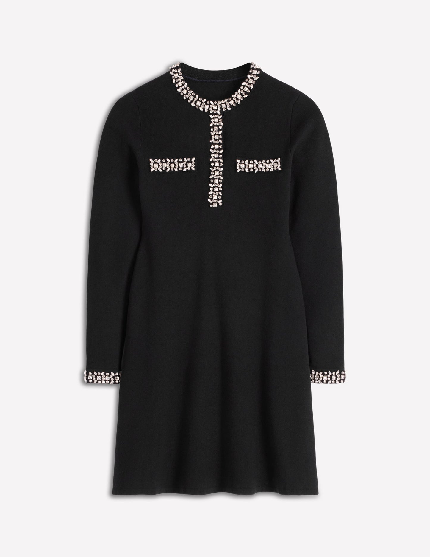 Embellished Knitted Dress-Black