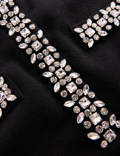 Embellished Knitted Dress-Black-7