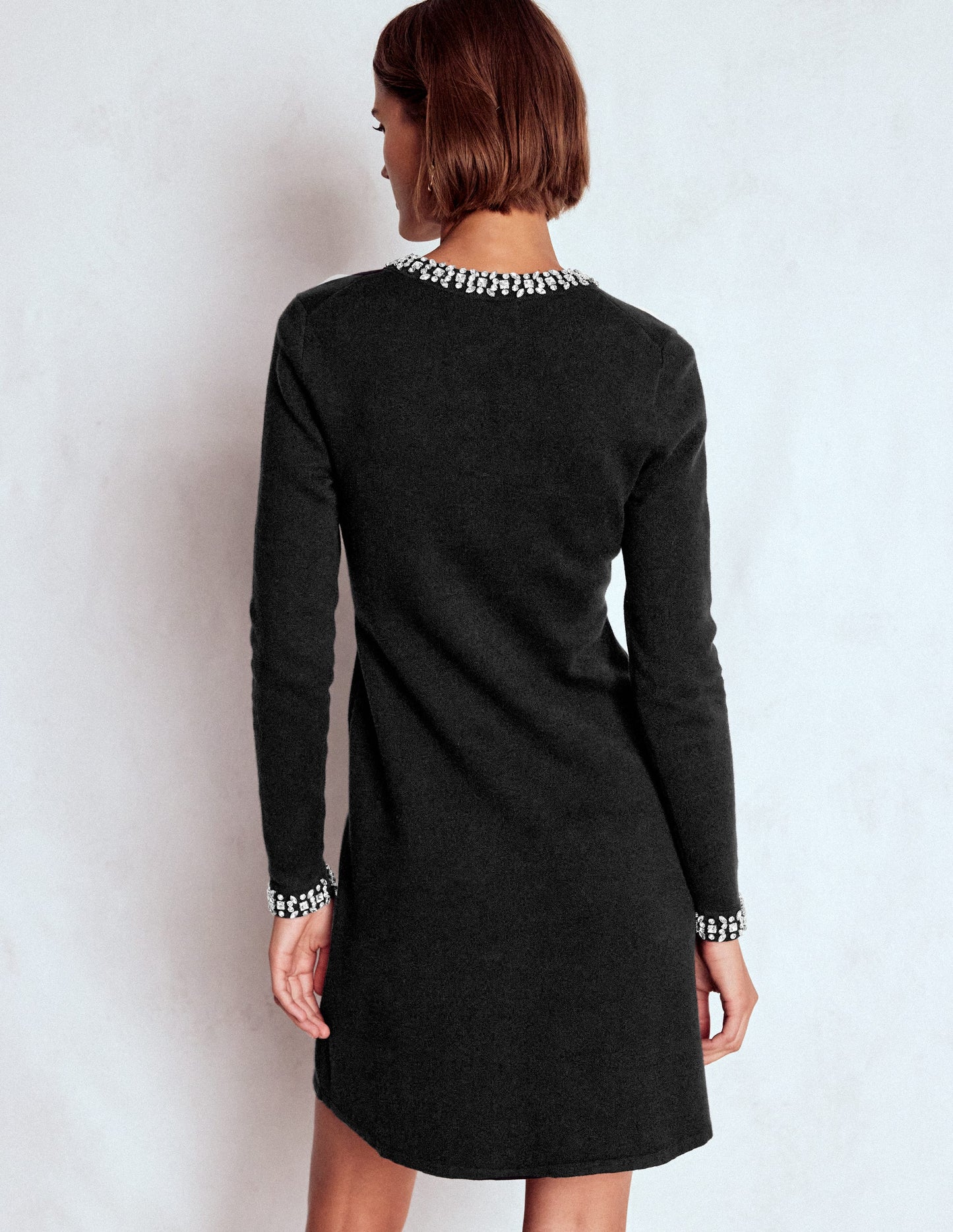 Embellished Knitted Dress-Black