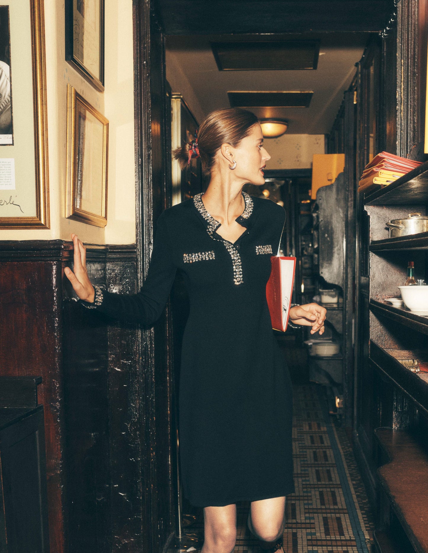 Embellished Knitted Dress-Black