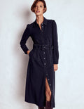 Anita Long Sleeve Shirt Dress-Navy