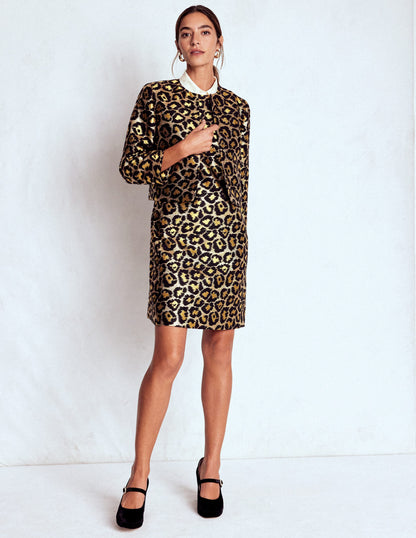 Metallic Leopard Shift Dress-Metallic Leopard-3