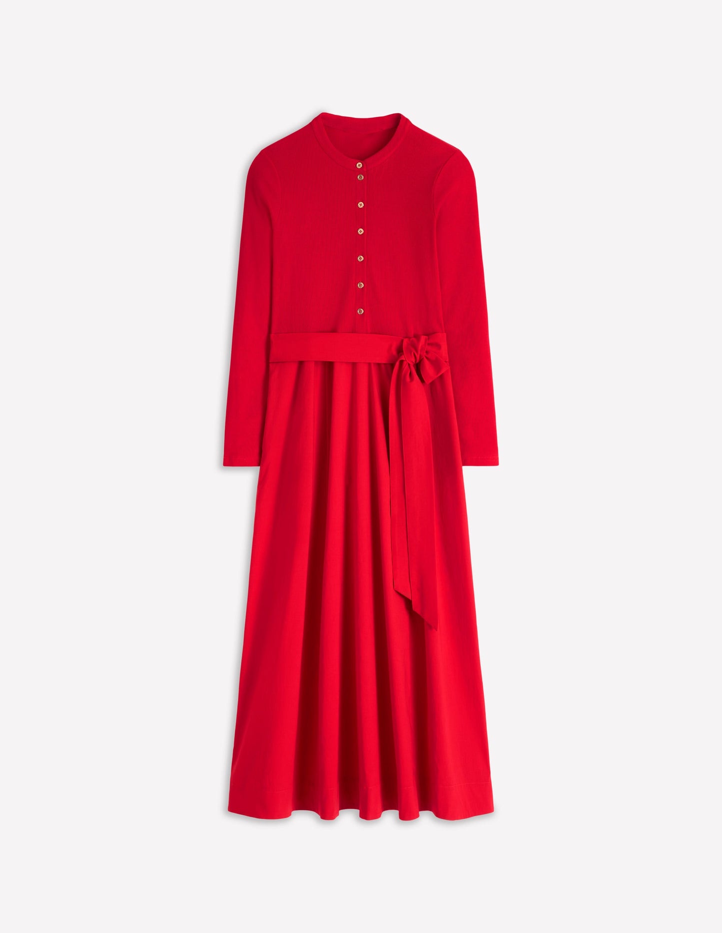 Button Detail Mix Dress-Crimson Red