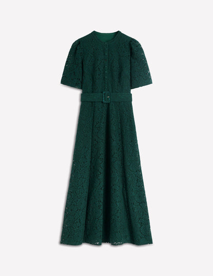 Kate Puff Sleeve Lace Dress-Dark Green-6