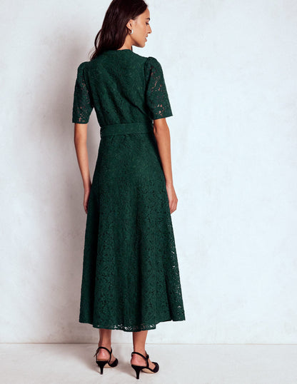 Kate Puff Sleeve Lace Dress-Dark Green-3