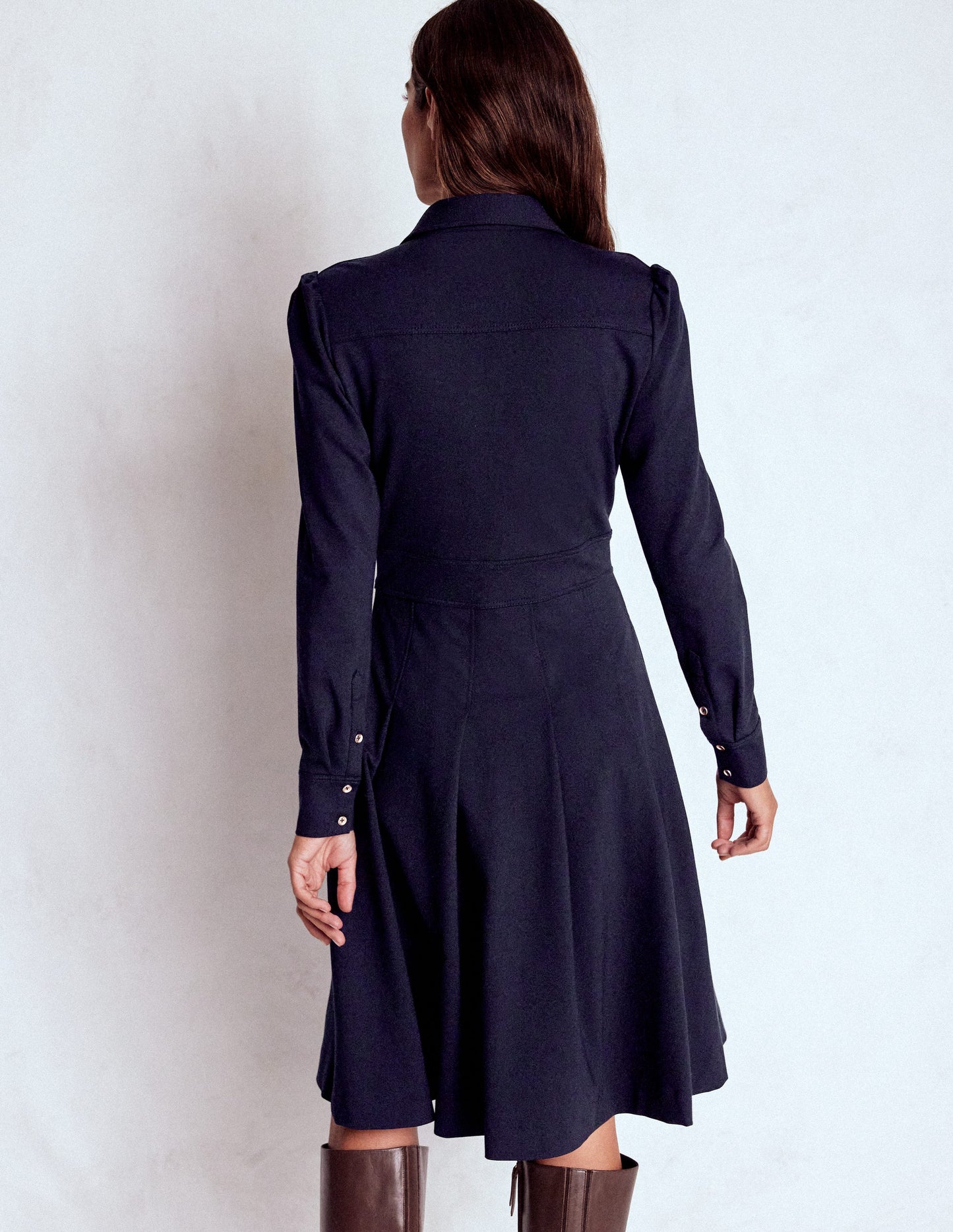 Catrin Short Ponte Shirt Dress-Navy
