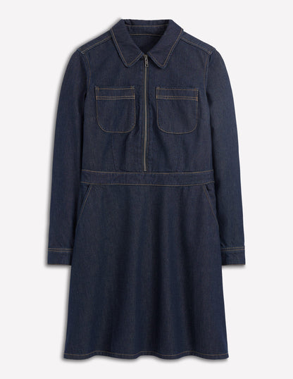 Flippy Denim Shirt Dress-Indigo Denim-6