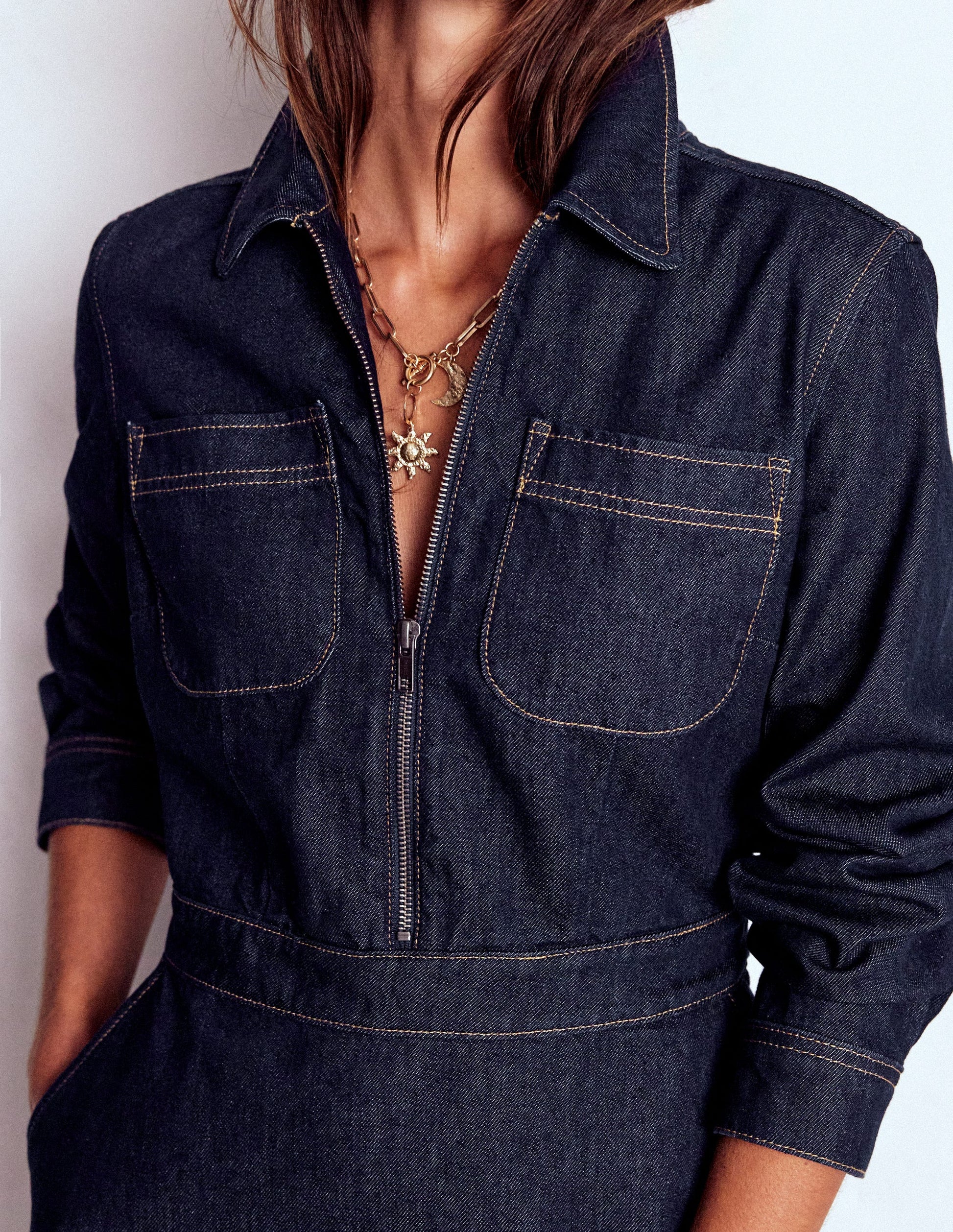 Flippy Denim Shirt Dress-Indigo Denim-2