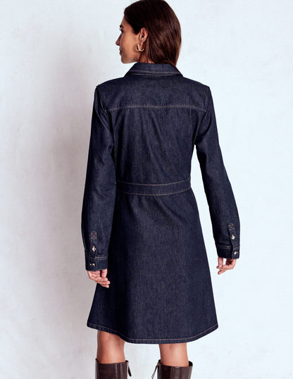 Flippy Denim Shirt Dress-Indigo Denim-3
