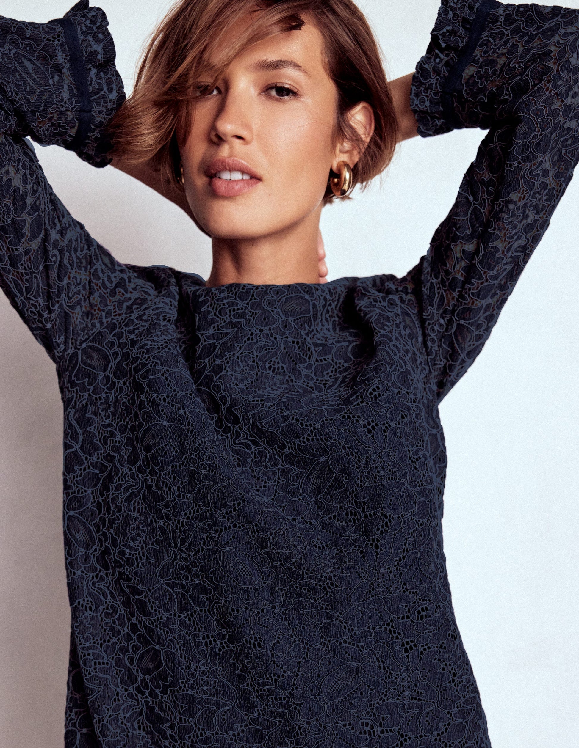 Lace Occasion Mini Dress-Navy-2