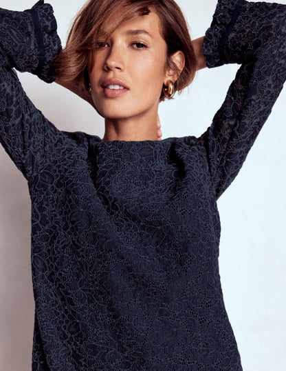 Lace Occasion Mini Dress-Navy-2