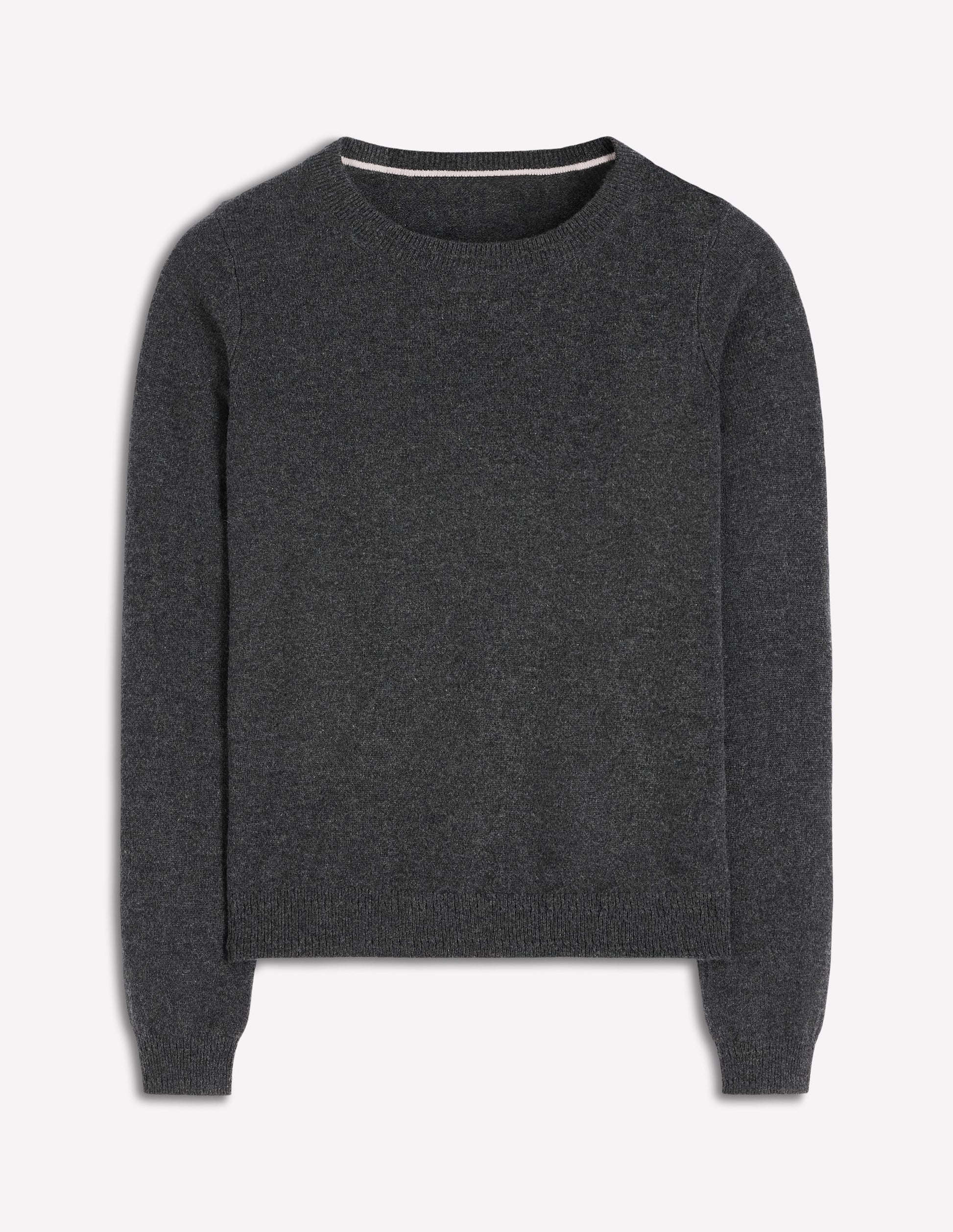 Eva Cashmere Crew Neck Jumper-Charcoal Melange-5