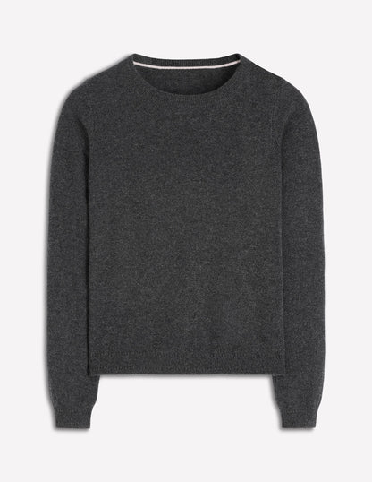 Eva Cashmere Crew Neck Jumper-Charcoal Melange-5