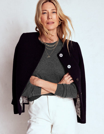 Eva Cashmere Crew Neck Jumper-Charcoal Melange-1