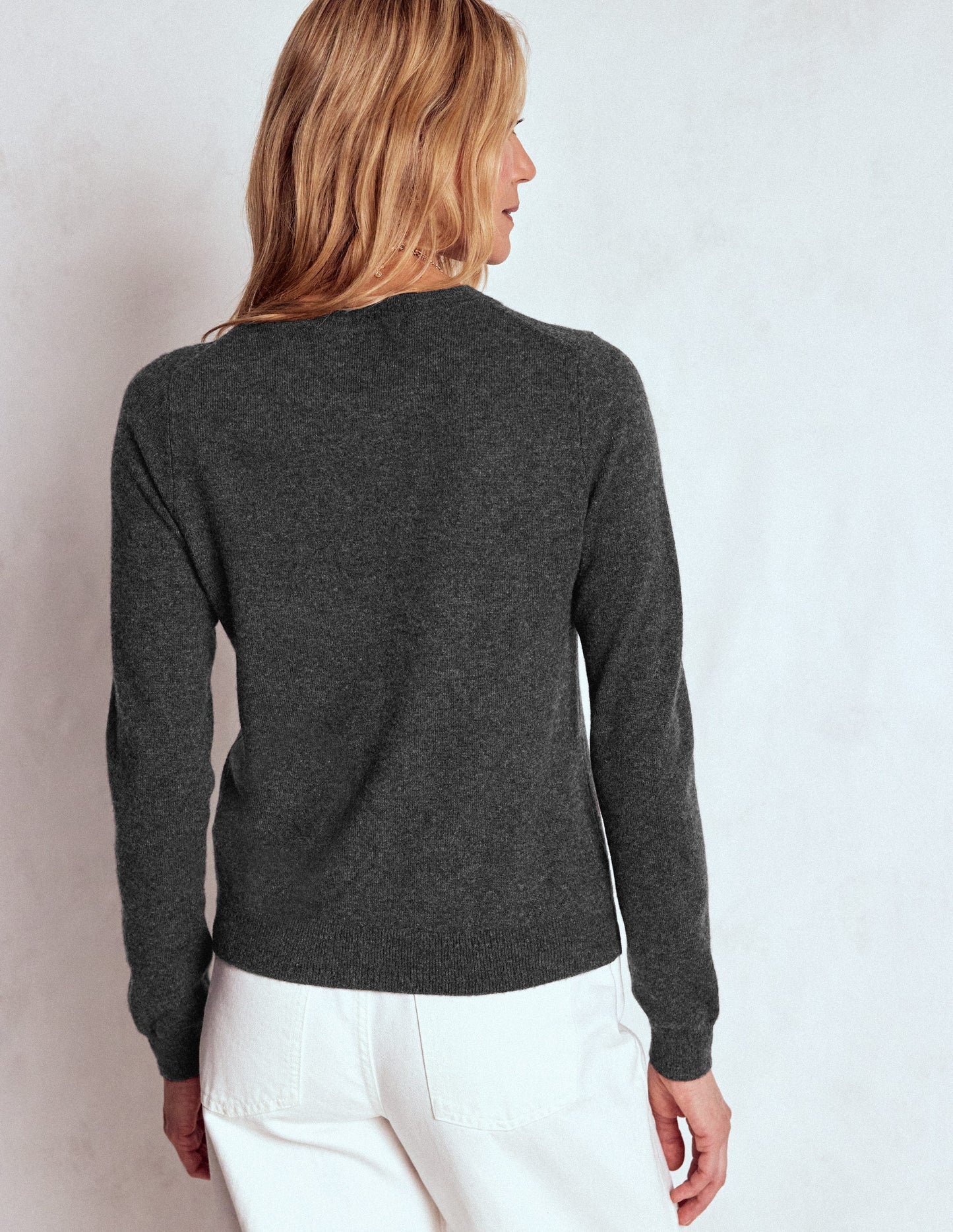 Eva Cashmere Crew Neck Jumper-Charcoal Melange
