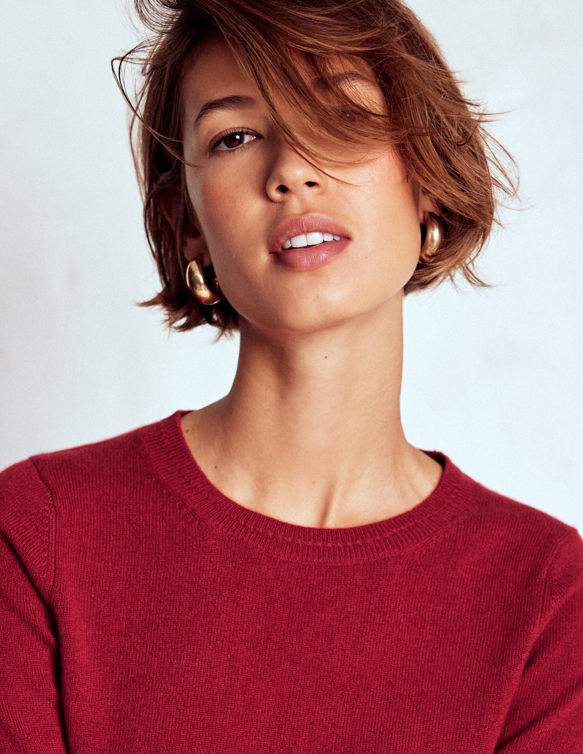 Eva Cashmere Crew Neck Jumper-Red Liquorice-1