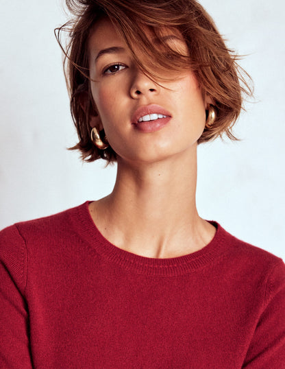 Eva Cashmere Crew Neck Jumper-Red Liquorice-1