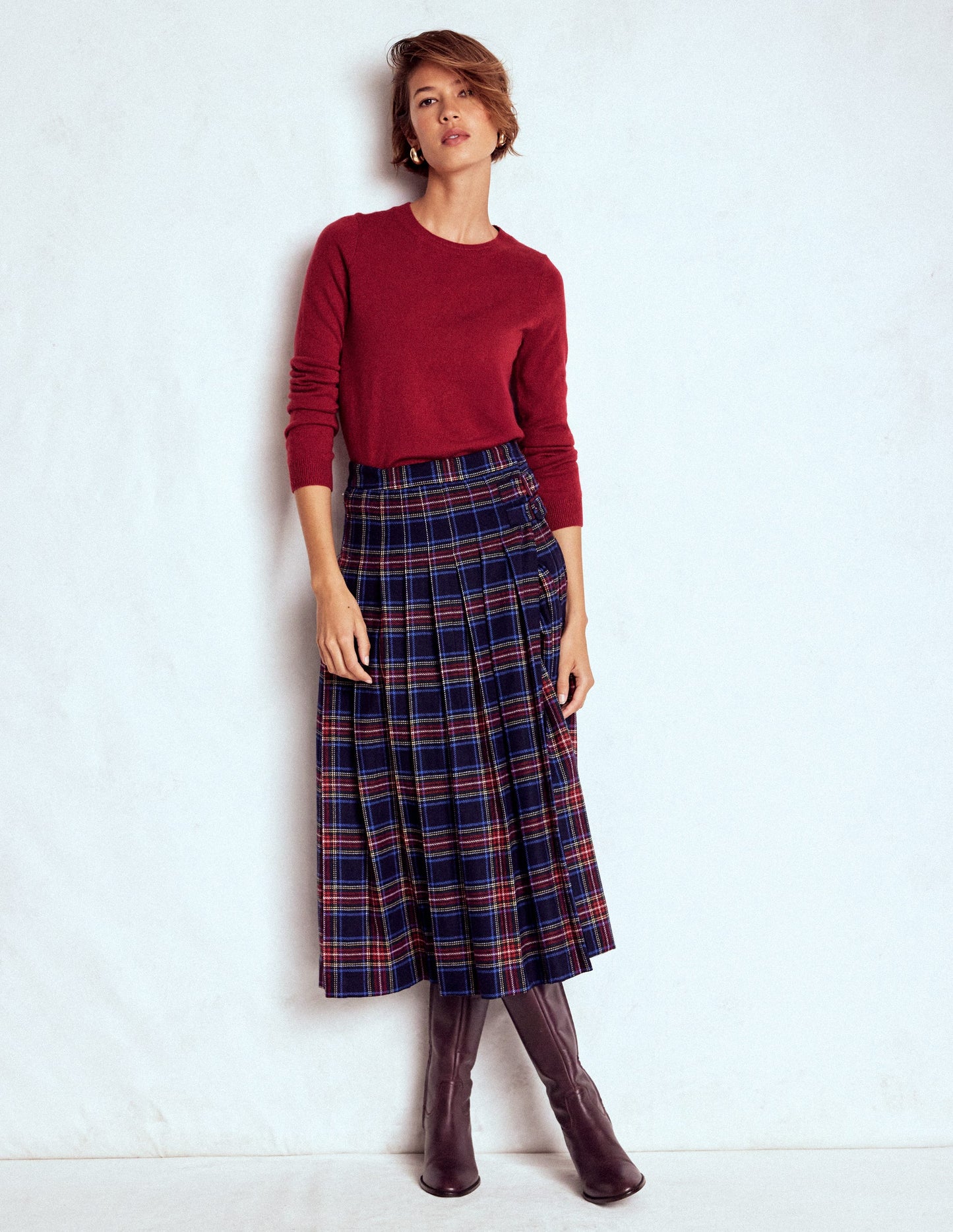 Eva Cashmere Crew Neck Jumper-Red Liquorice