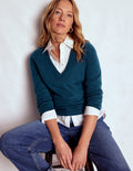 Eva Cashmere V-neck Jumper-Harbour Bue