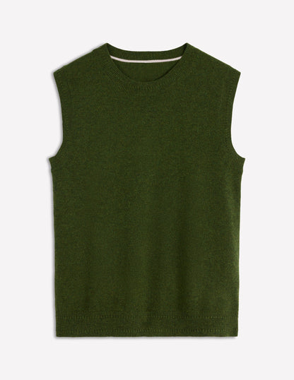 Eva Cashmere Tank-Leaf Green Melange-6