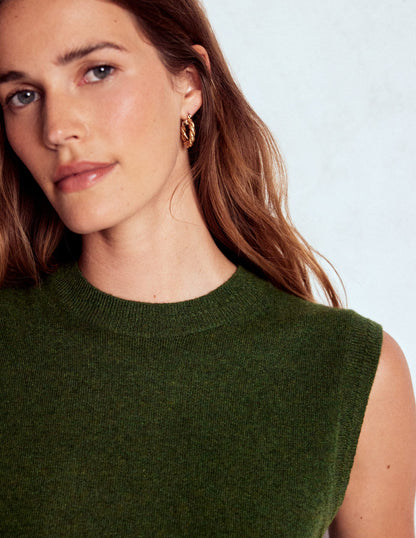 Eva Cashmere Tank-Leaf Green Melange-2