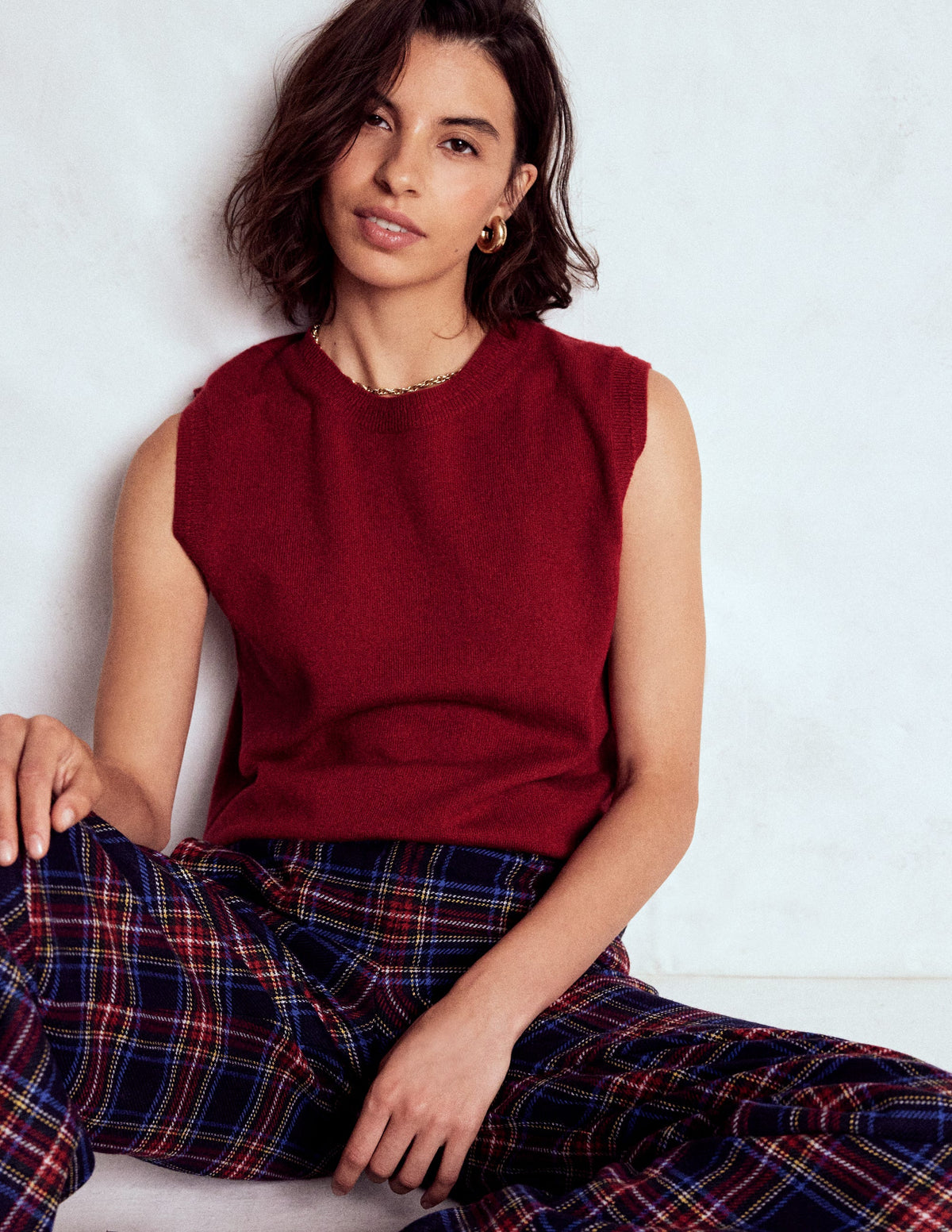Eva Cashmere Tank-Red Liquorice - Image 1