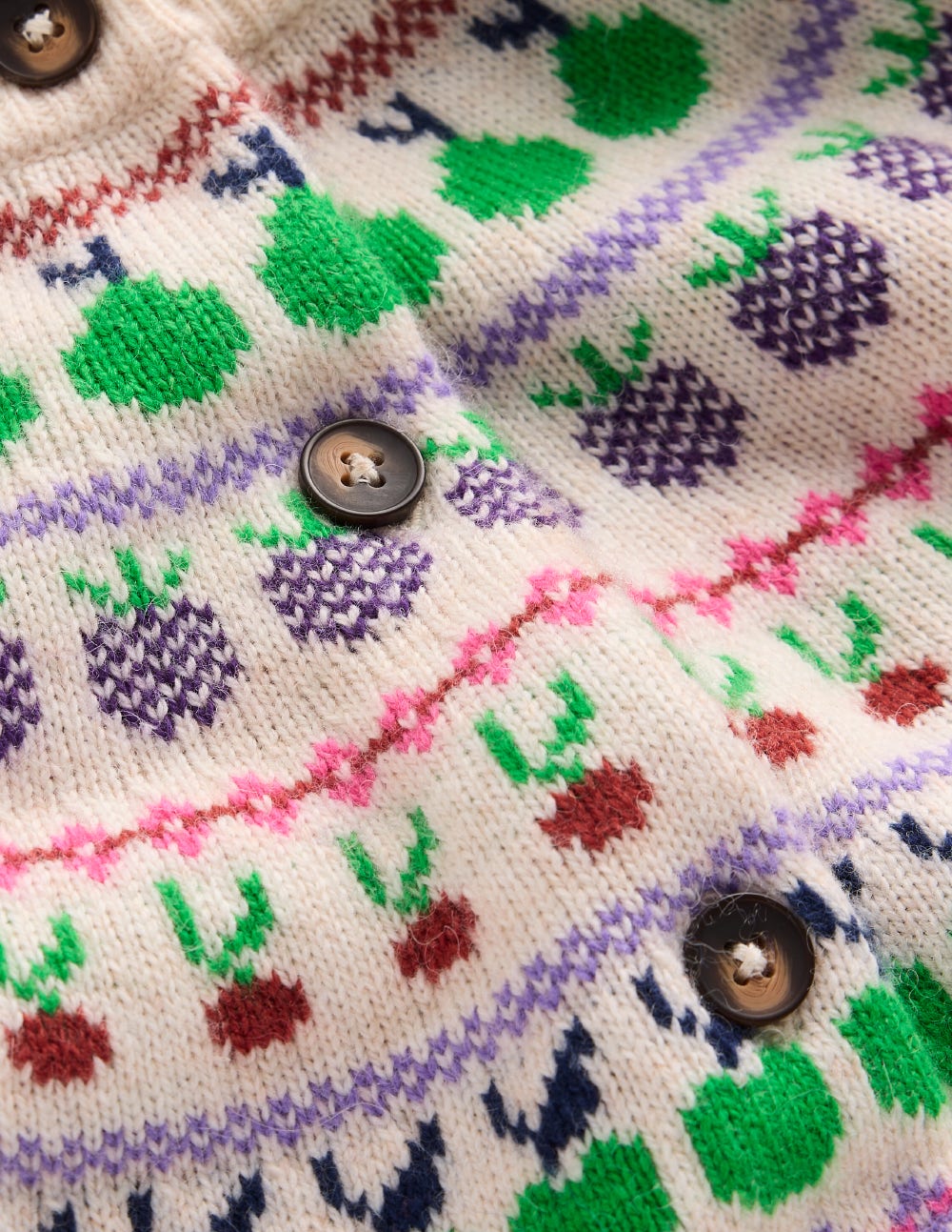 Edie Fair Isle Cardigan-Ecru Marl, Fruit - Image 7